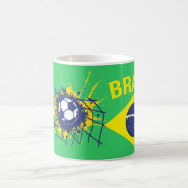 Taza De Café gol verde fango futbolero brasileño rojo