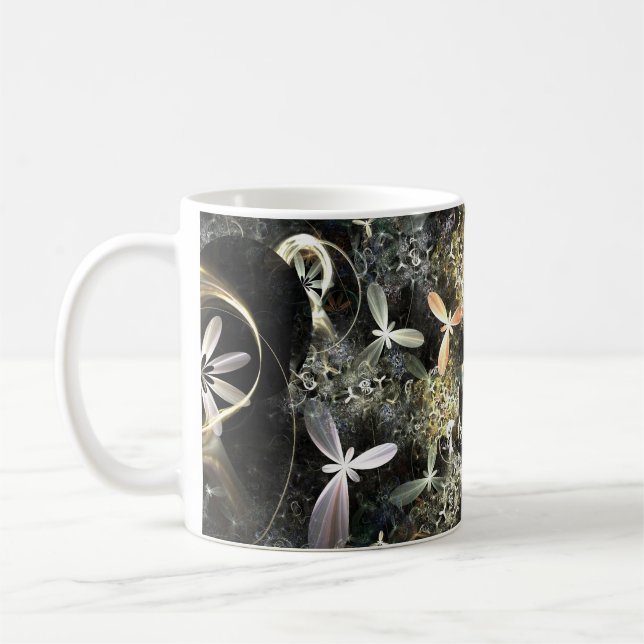 Taza De Café Gold and Silver Flowers Fractal (Izquierda)