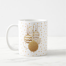Taza De Café Gold baubles and stars on a white background