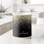 Taza De Café Gold Black Girly Purpurina Sparkle Monograma Nombr<br><div class="desc">El Purpurina de la espuma dorada y negra se cepilló el nombre del monograma Metalizado y la taza de café inicial o la taza. Esto hace que el dulce perfecto cumpleaños 16, boda, ducha de novia, aniversario, ducha de bebé o fiesta de soltera sea regalo para alguien que ama el...</div>