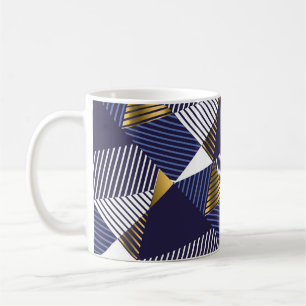 Taza De Café Gold Blue Luxury: Patrón sin soldadura geométrica