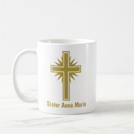 Taza De Café Gold Cross Religious Teacher Mug Personalized
