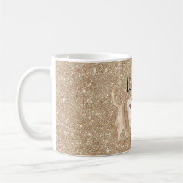 Taza De Café Gold Glitter Dog Hearts Sweater