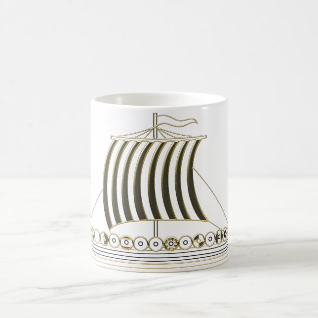 Taza De Café Gold Metallic Viking Longboat Mug (Centro)