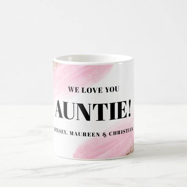 Taza De Café Gold Pink Gift for Auntie with  Names  (Centro)
