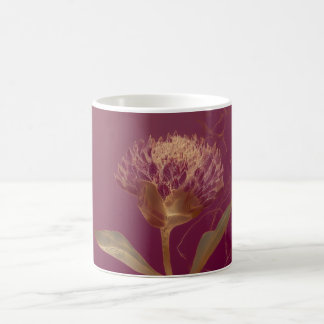 Taza De Café Gold Protea Flower Burgundy Botanical Linework