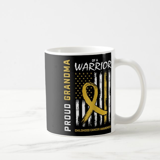 Taza De Café Gold Proud Grandma Childhood Cancer Awareness Amer (Derecha)