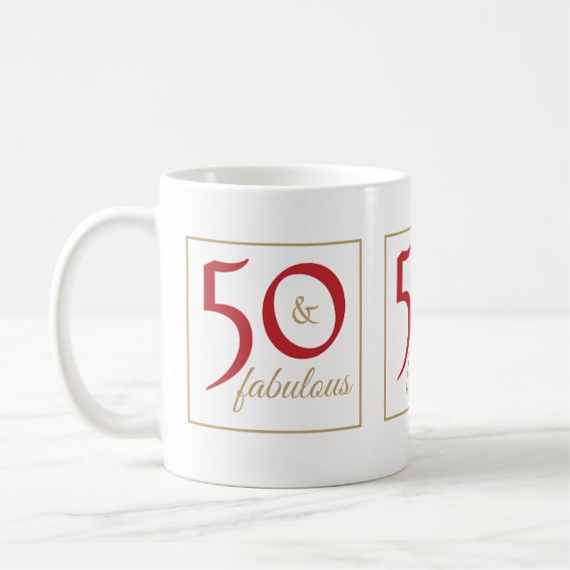 Taza De Café Gold Red 50 y fabuloso cumpleaños (Izquierda)