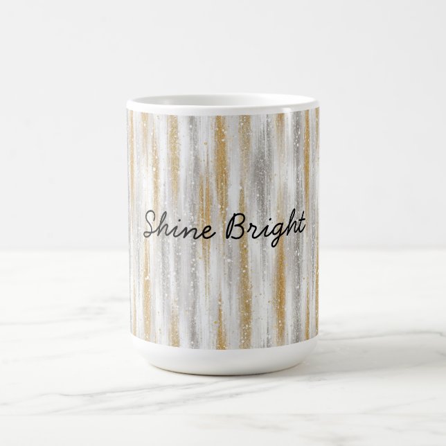 Taza De Café Gold Silver Stripes Christmas Celebration Birthday (Centro)