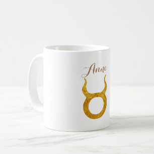 Taza De Café Gold Taurus Zodiac Astrología Rótulo Nombre person
