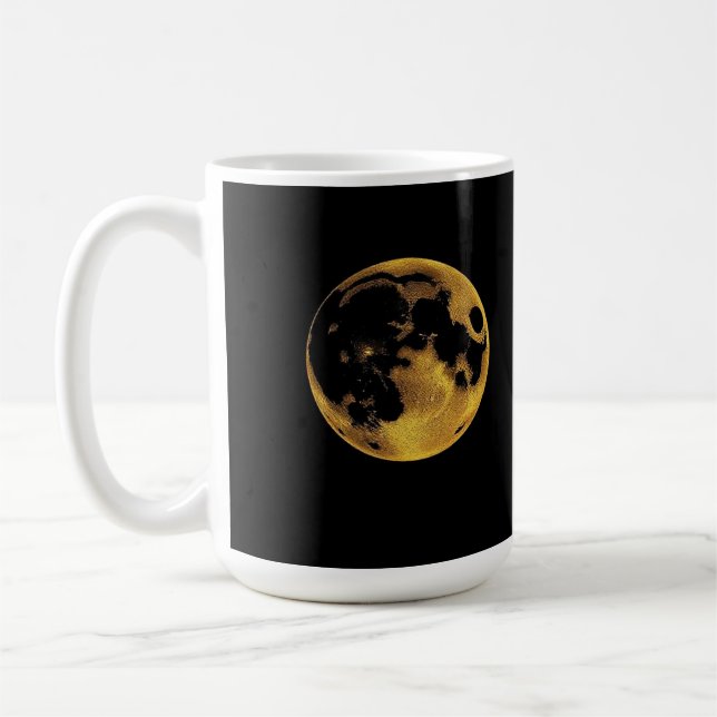 Taza De Café Gold textured moon on dark black (Izquierda)