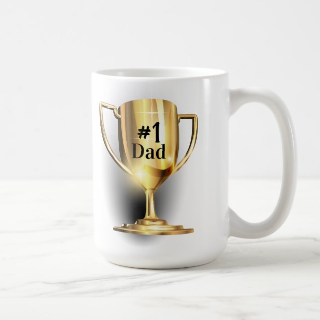Taza De Café Gold Trophy #1 Dad Mom Son  (Derecha)