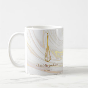 Taza De Café Gold Whisk Caterer Patisserie Marble Swirls