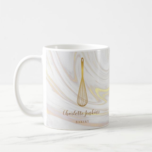 Taza De Café Gold Whisk Caterer Patisserie Marble Swirls (Izquierda)