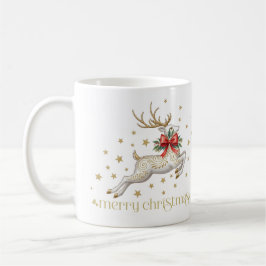 Taza De Café Gold White Christmas Reindeer