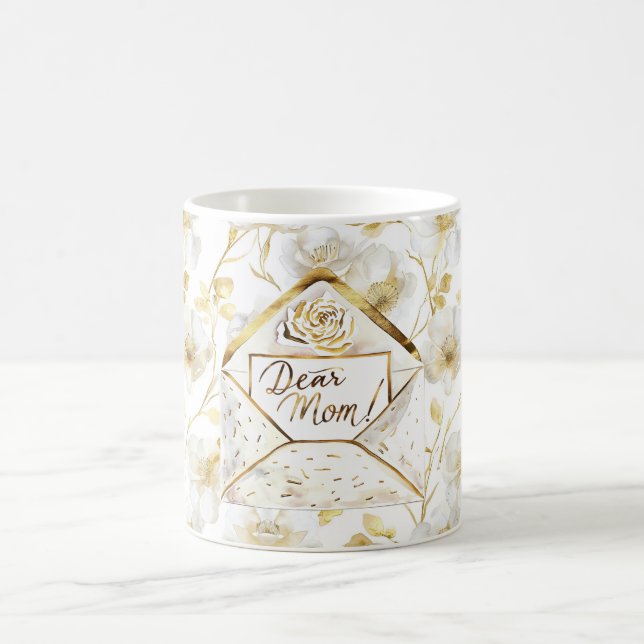 Taza De Café Gold White Floral Mom (Centro)