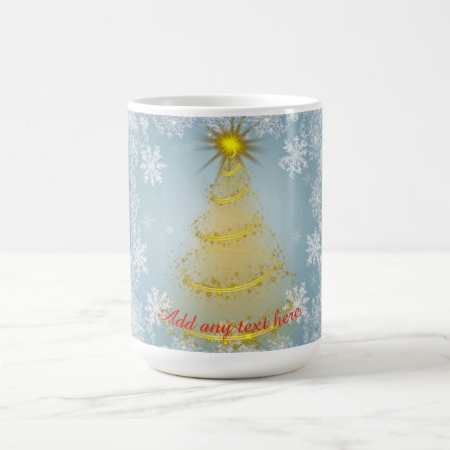 Taza De Café Gold Xmas Tree Mug with Snowflakes – Customizable  (Centro)