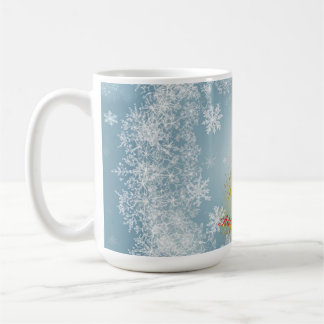 Taza De Café Gold Xmas Tree Mug with Snowflakes – Customizable 