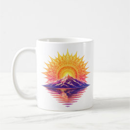 Taza De Café Golden Boho Mandala Sun Mountain Sunset Reflection