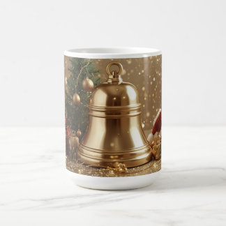 Taza De Café Golden Christmas Bell Mug – Festive Holiday Tree