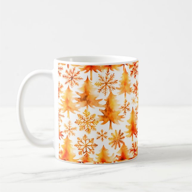Taza De Café Golden Christmas, Gold pines and gold snowflakes (Izquierda)
