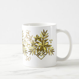 Taza De Café GOLDEN FLORAL ~ Monograma Ringer Mug