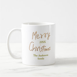 Taza De Café Golden glitter merry christmas add family name yea