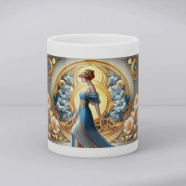 Taza De Café Golden Goddess in Art Nouveau Bloom