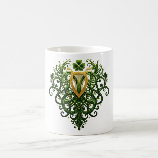 Taza De Café Golden Harp Green Shamrock St. Patrick's Day (Centro)