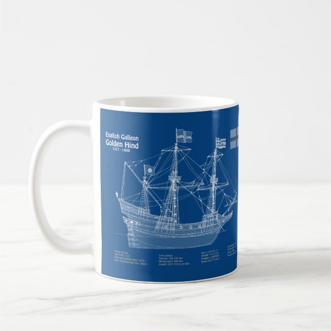 Taza De Café Golden Hind - Planes de trazado de los buques ABD (Izquierda)