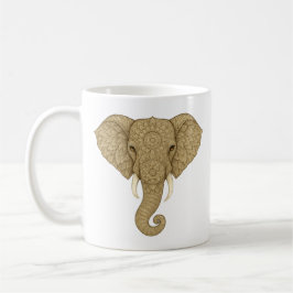 Taza De Café Golden Mandala Elephant Boho - Graphic Art Tea