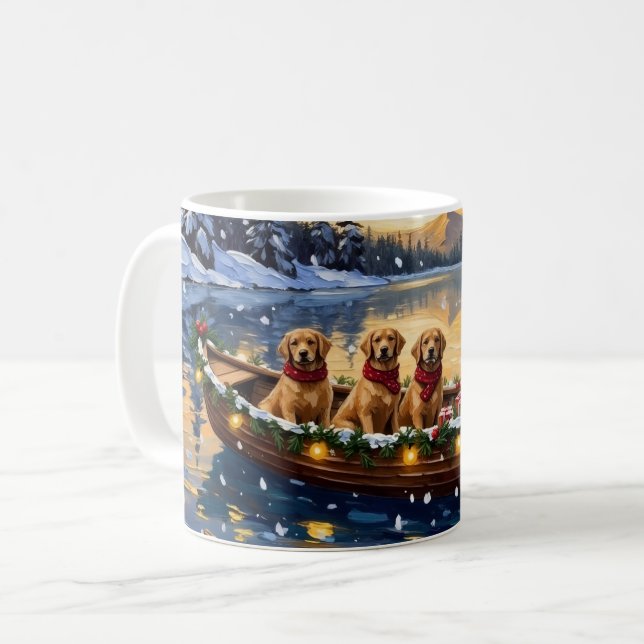 Taza De Café Golden Retriever Christmas Boat Holiday (Anverso izquierdo)