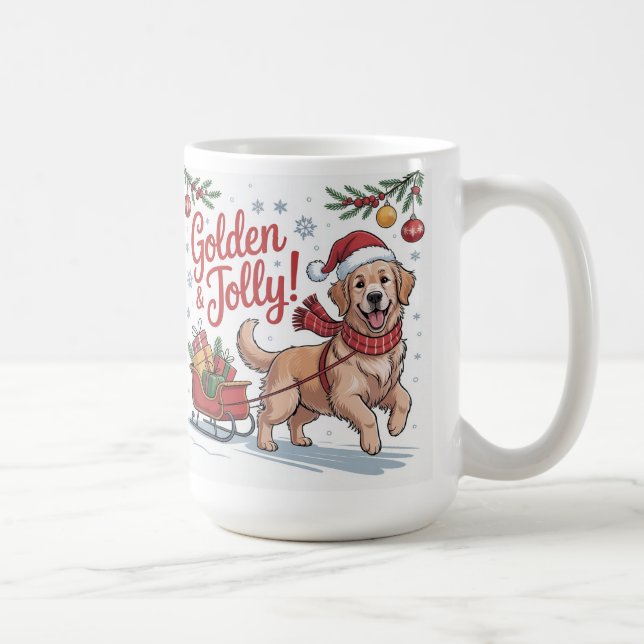 Taza De Café Golden Retriever Christmas Golden & Jolly Holiday  (Derecha)