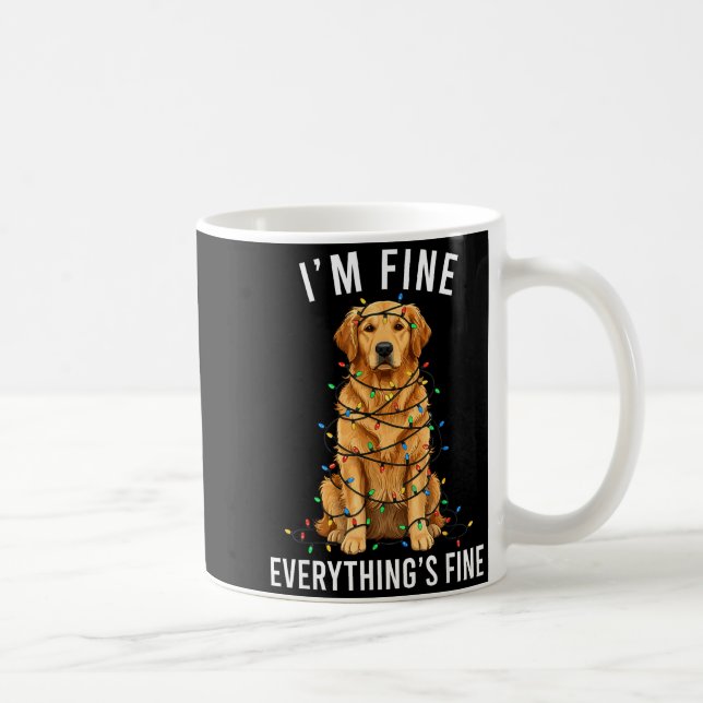 Taza De Café Golden Retriever Christmas I'm Fine Everything Is  (Derecha)