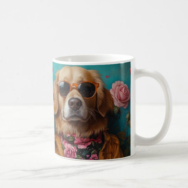 Taza De Café Golden Retriever con El día de San Valentín de Ros (Derecha)