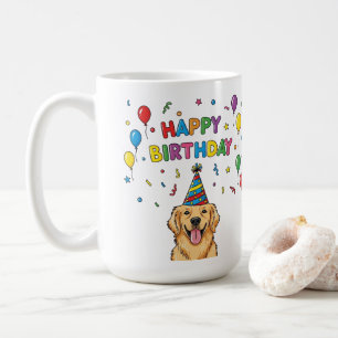 Taza De Café Golden Retriever Doodle Happy Birday