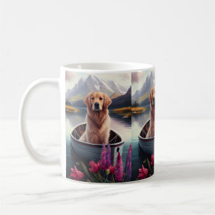 Taza De Café Golden Retriever en una Paleta: Una Aventura Escén
