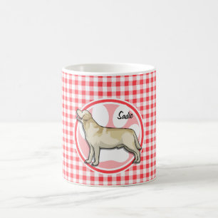 Taza De Café Golden retriever; Guinga roja y blanca