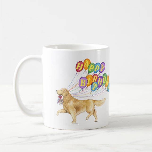 Taza De Café Golden Retriever Happy Birthday (Izquierda)