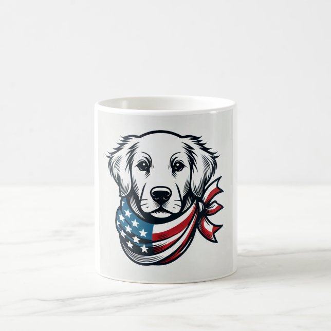 Taza De Café Golden Retriever Mug with American Flag Scarf (Centro)