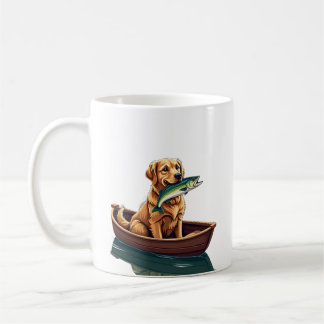 Taza De Café Golden Retriever Pescando Retro - Perro Pasatiempo