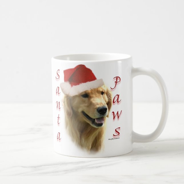 Taza De Café Golden Retriever Santa Paws (Derecha)