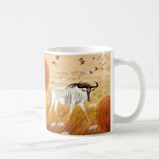 Taza De Café Golden Savannah Journey Whimsical Wildebeest Coffe (Derecha)