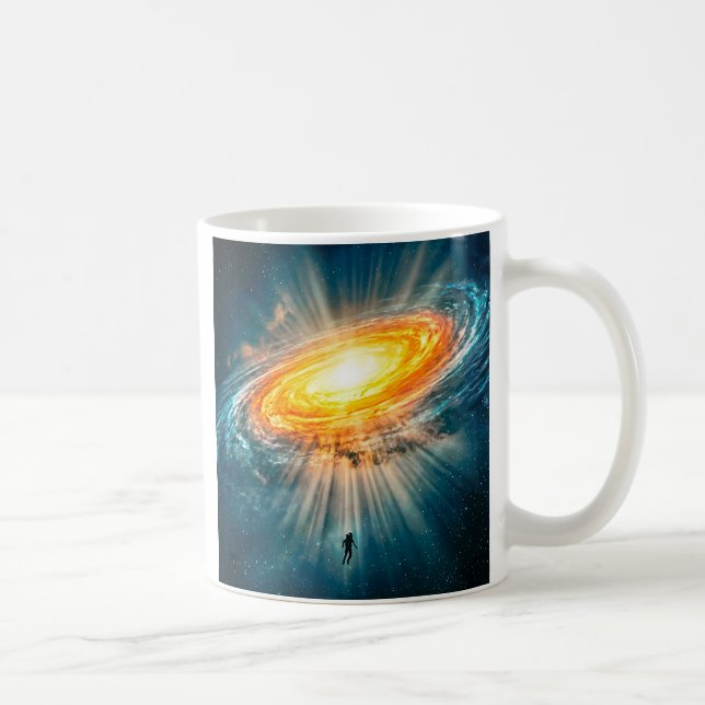 Taza De Café Golden Spiral Galaxy Astronaut Sci-Fi Deep Space (Derecha)