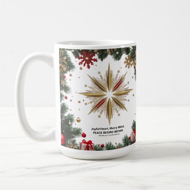 Taza De Café Golden Star Joyful Merry Mind Classic Mug 15 oz  (Izquierda)