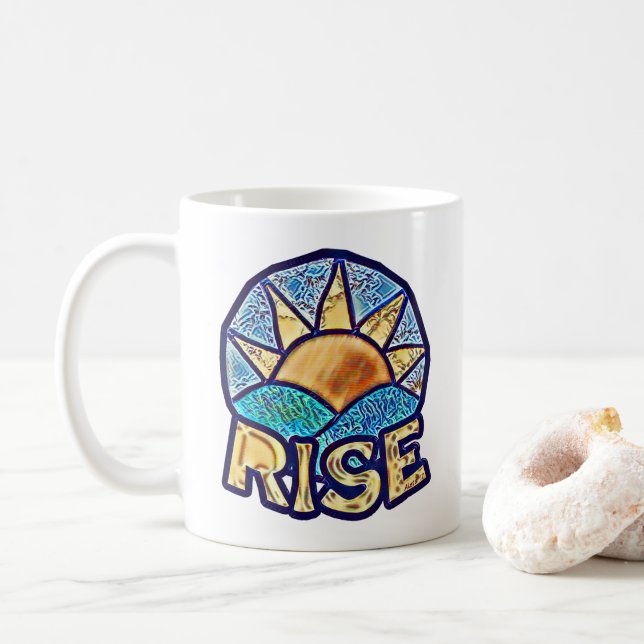 Taza De Café Golden Sun Rise ~ Mensaje de refuerzo (Con donut)