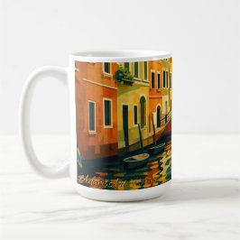Taza De Café Golden Venice Canal Bridge Sunset Illustration