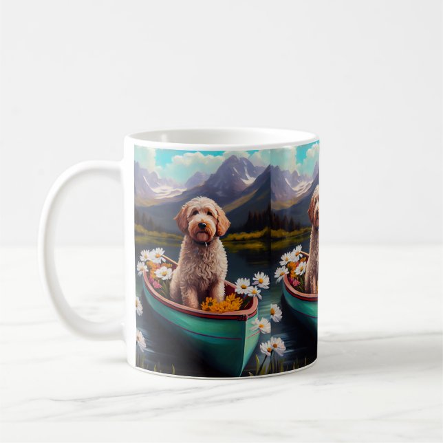 Taza De Café Goldendoodle en un remo: Una aventura escénica (Izquierda)