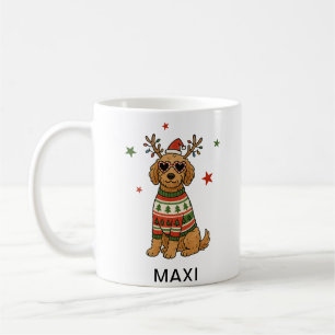 Taza De Café Goldendoodle Perro Festivo Navidad