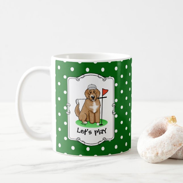 Taza De Café Goldendoodle Perro Jugando Golf (rojo whmk2) Diver (Con donut)